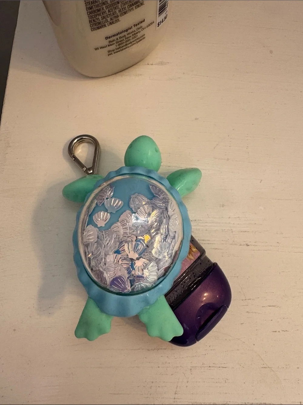 Bath & Body Works Sea Island Shore Body Lotion, Rapunzel hand sanitizer & holder